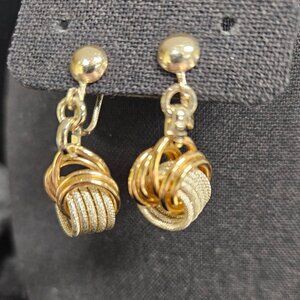 Screw back rose gold colored dangle earrings
